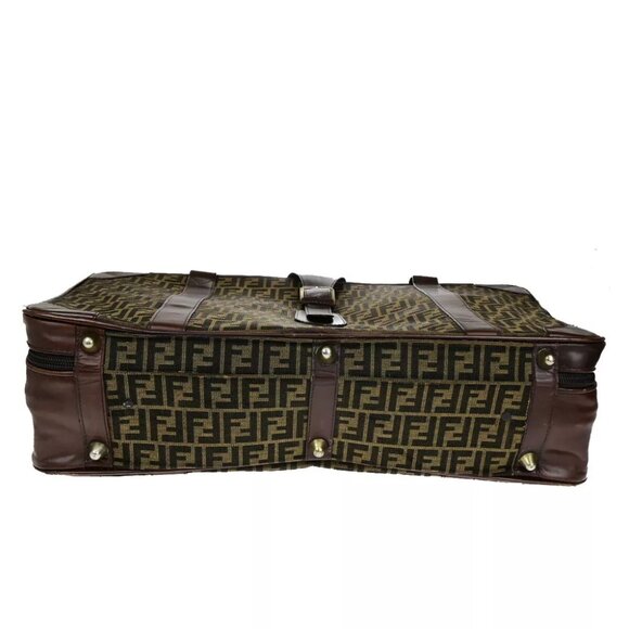 FENDI Logo Zucca Pattern Suitcase Travel Hand Bag Canvas Leather Brown 36YG733 - Picture 6 of 15